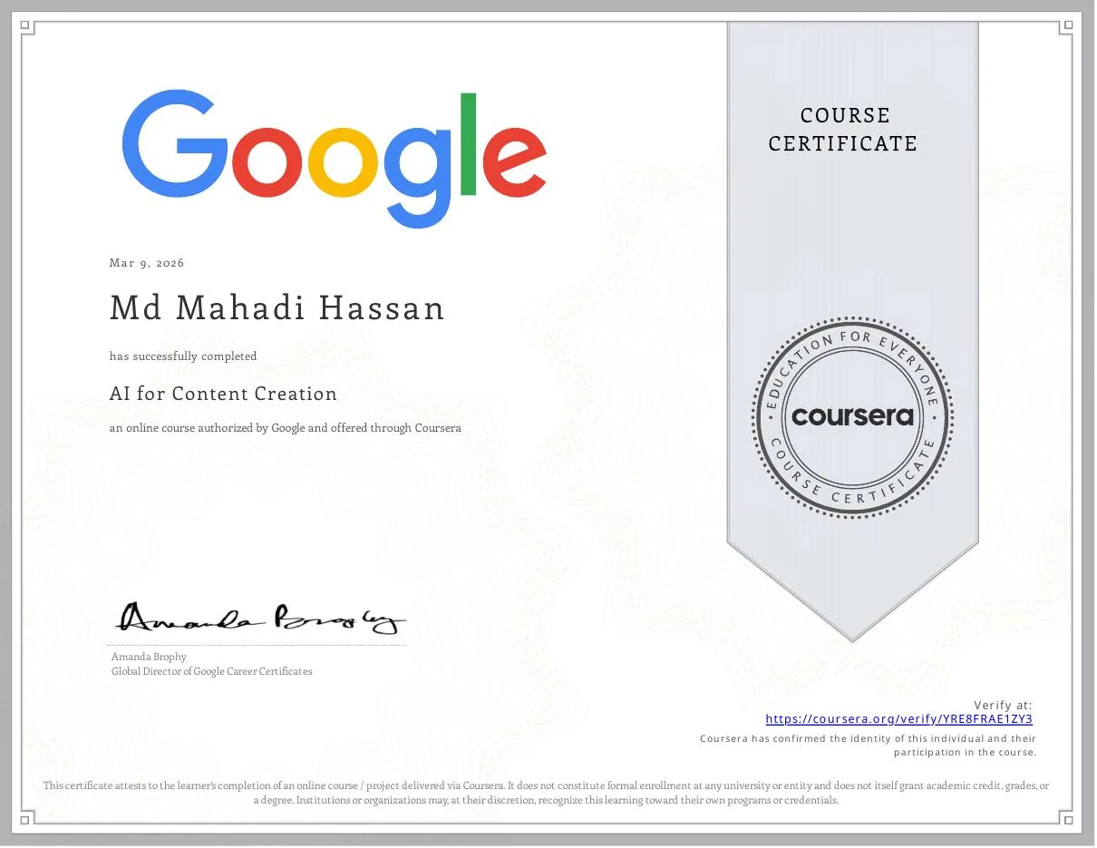 AI for Content Creation — Google · Coursera