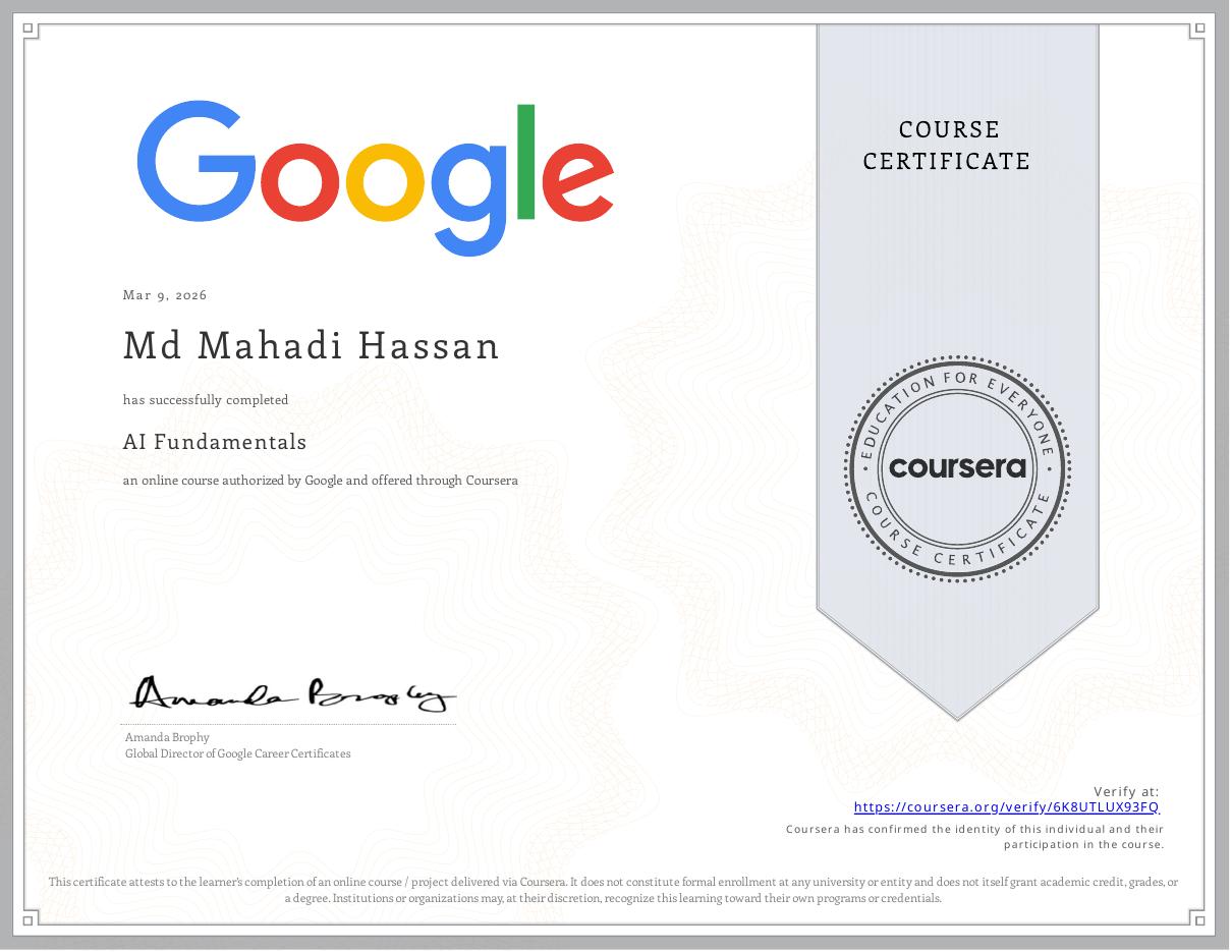 AI Fundamentals — Google · Coursera