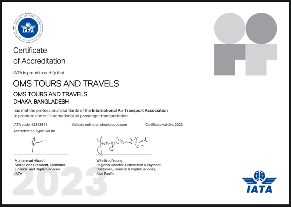 IATA Accreditation (OMS Tours & Travels) — International Air Transport Association