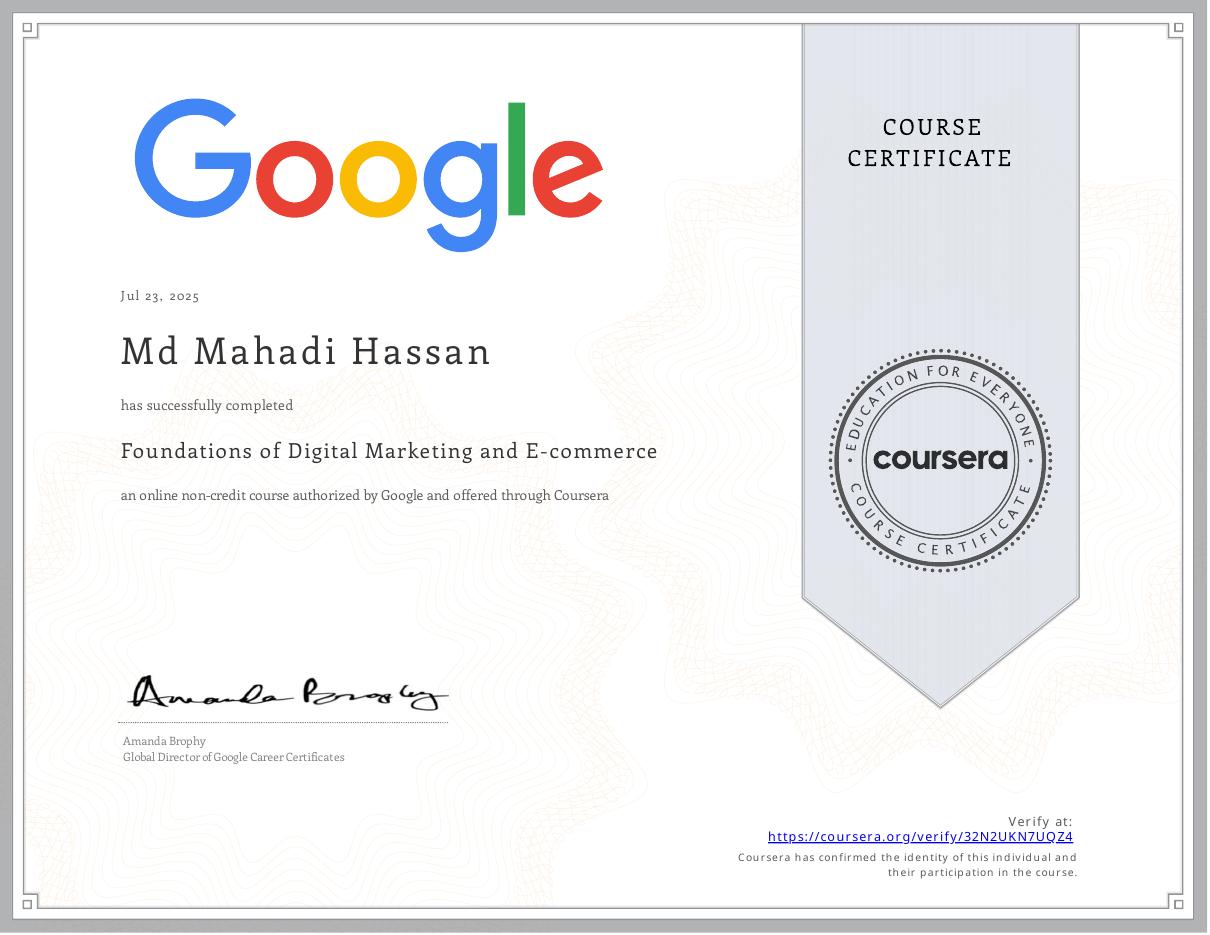 Foundations of Digital Marketing & E-commerce — Google · Coursera